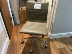 Job Lot of 14 x Desk Chairs, Swivel Height Adjustable Light Grey Brown Leather Look