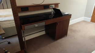 Room Desk Cabinet & Desk Drawer With Black Glass Surface