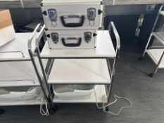 Metal Wheeled Trolley With Wooden Shelves, No Reserve