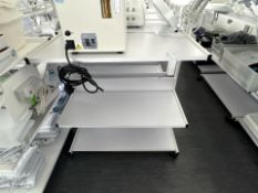 Three Tier White Metal Trolley With Wooden Shelves, No Reserve