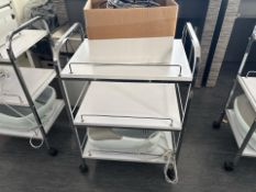 Metal Wheeled Trolley With Wooden Shelves, No Reserve