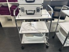 Metal Wheeled Trolley With Wooden Shelves, No Reserve