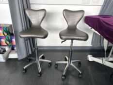 Pair Of Dark Grey Clover Stools, No Reserve