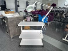 White Three Tier Trolley With Lamp, No Reserve
