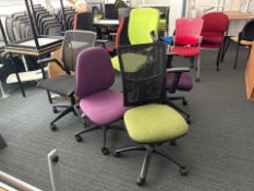 Assorted Wheeled Office Chairs x5, No Reserve
