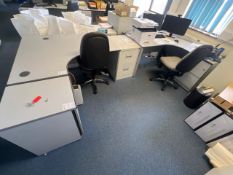 2 Desks, 2 Pedestals & 2 Chairs