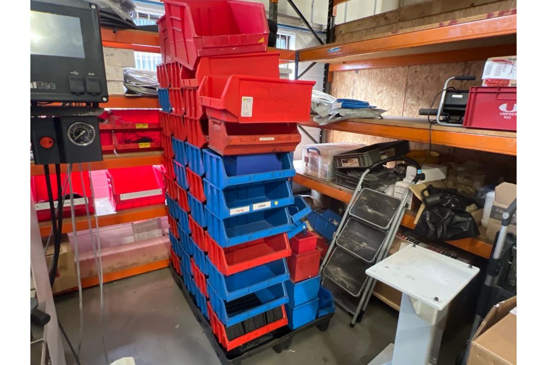 Pallet Of 70 Assorted Plastic Storage Bins - Image 1 of 9