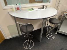 Semi Circular Table with 2 Barstools