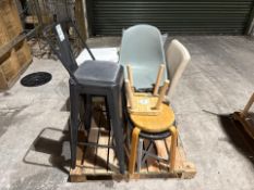 Pallet Of Furniture, Includes Stools, Chair Tops, Side Tables & Chairs