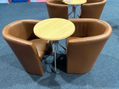 Circular Restaurant Table With Two Faux Leather Tub Chairs, No Reserve