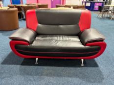 Black And Red Faux Leather Sofa, No Reserve