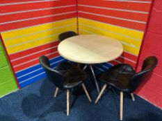 Circular Restaurant Table With Three Faux Leather Chairs, No Reserve