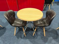 Circular Restaurant Table With Two Faux Leather Chairs, No Reserve