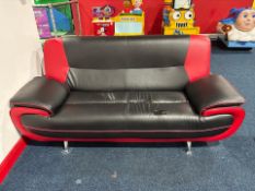 Black And Red Faux Leather Sofa, No Reserve