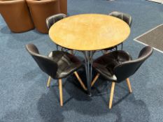 Circular Restaurant Table With Four Faux Leather Chairs, No Reserve