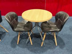 Circular Restaurant Table With Two Faux Leather Chairs, No Reserve