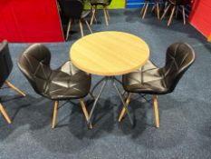 Circular Restaurant Table With Two Faux Leather Chairs, No Reserve
