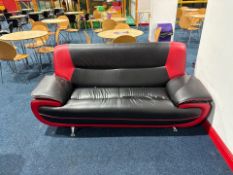 Black And Red Faux Leather Sofa, No Reserve