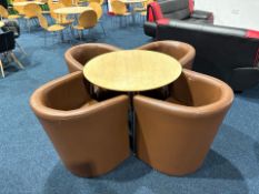 Circular Restaurant Table With Four Faux Leather Tub Chairs, No Reserve