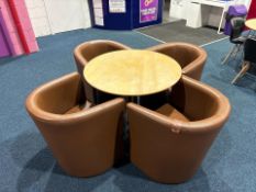 Circular Restaurant Table With Four Faux Leather Tub Chairs