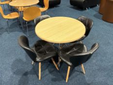 Circular Restaurant Table With Four Faux Leather Chairs, No Reserve