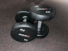 Pair Of 17.5KG Force Dumbbells