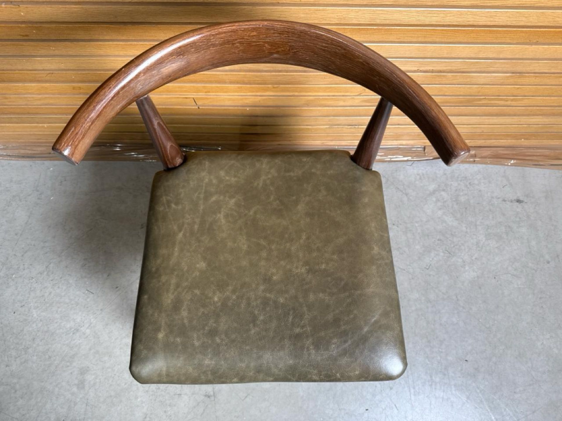 Wooden Dining Chair Brown Seat - Image 2 of 3