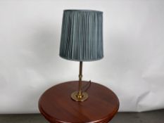 Brass Table Lamp with Blue Shade