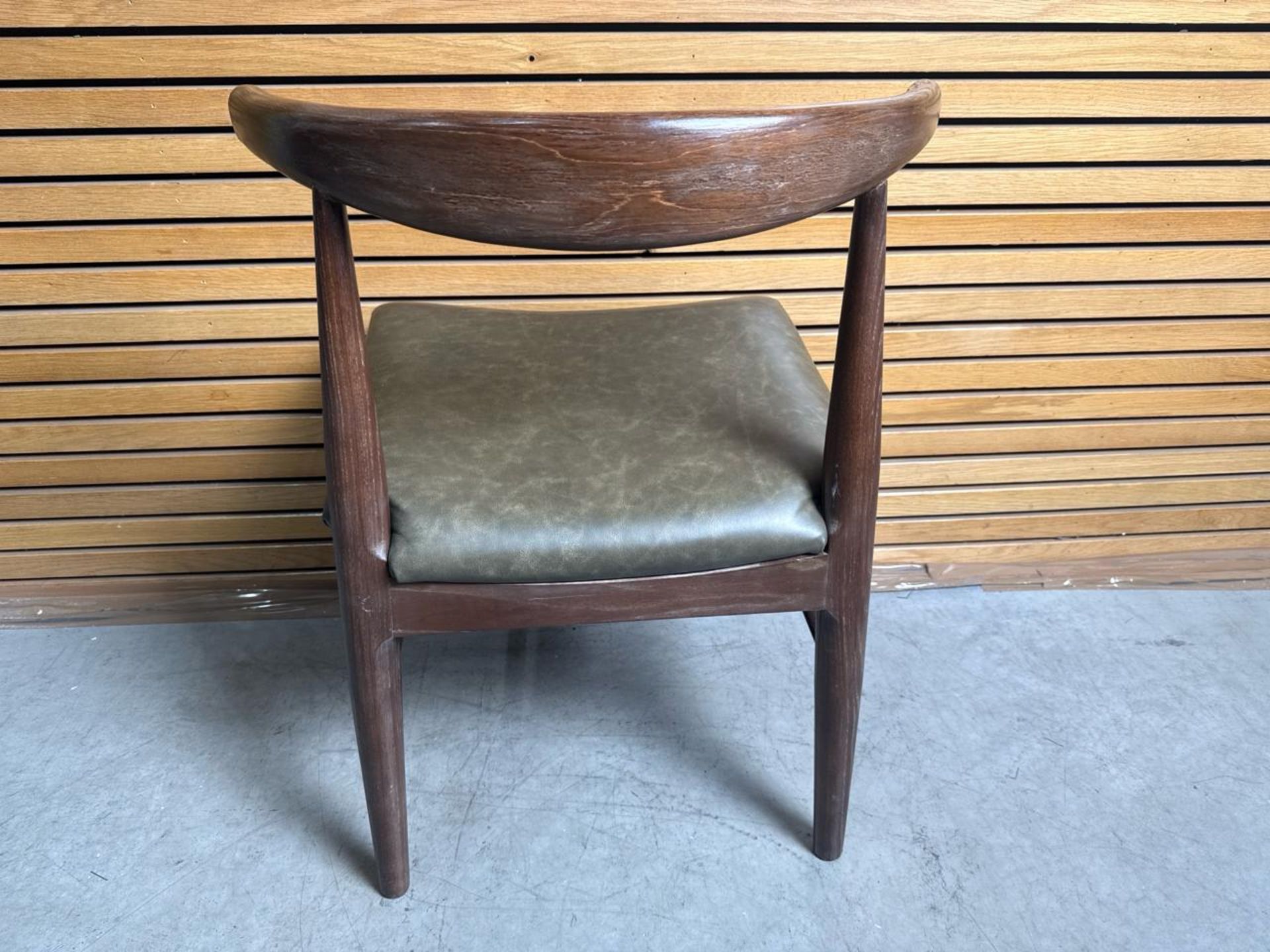 Wooden Dining Chair Brown Seat - Image 3 of 5