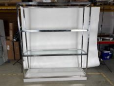 Four Tier Metal Display Stand With Glass Shelves