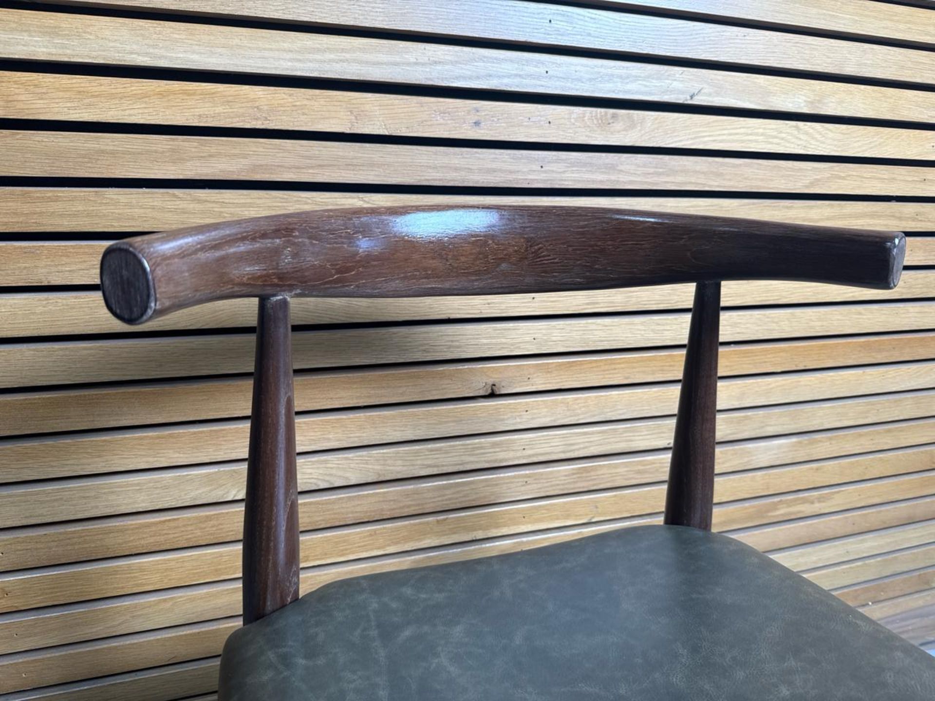 Wooden Dining Chair Brown Seat - Image 5 of 5