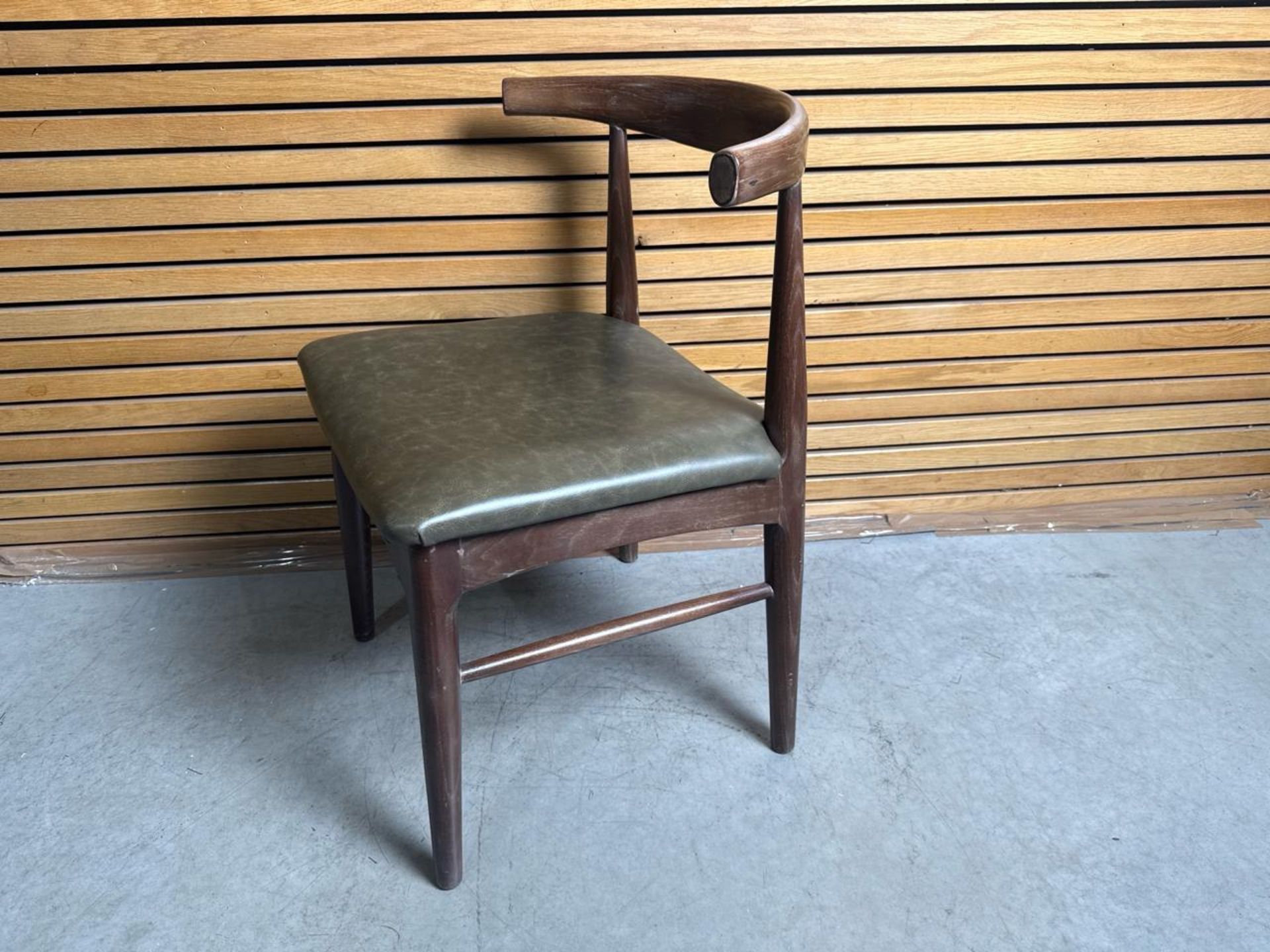 Wooden Dining Chair Brown Seat - Image 2 of 5
