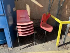 Red Plastic Chairs x7- No Reserve