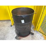 Metal Waste Drum On Mobile Base - No Reserve