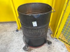 Metal Waste Drum On Mobile Base - No Reserve