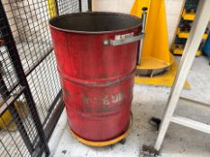 Metal Waste Drum On Mobile Base