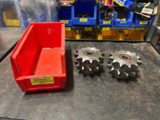 Bin Of 2 x 12 Teeth Duplex Sprockets With 6204DU Bearings