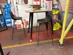 Wooden Pedestal Table and 3x Stools