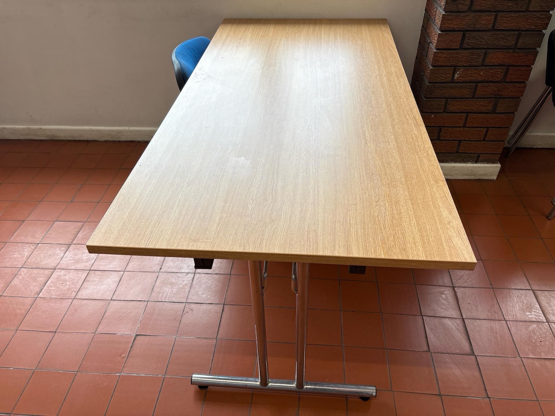 Beech Effect Folding Tressel Table x4 - Image 4 of 4