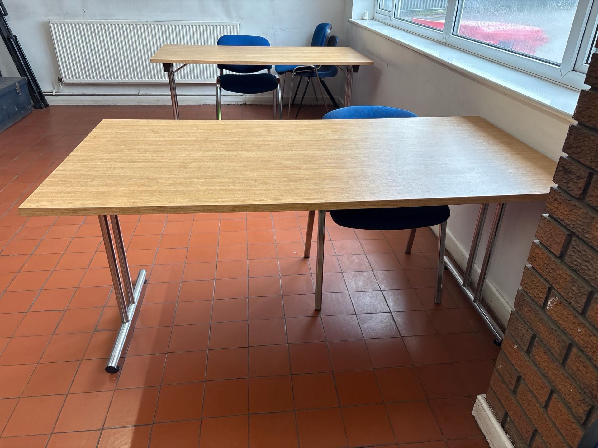 Beech Effect Folding Tressel Table x4 - Image 2 of 4