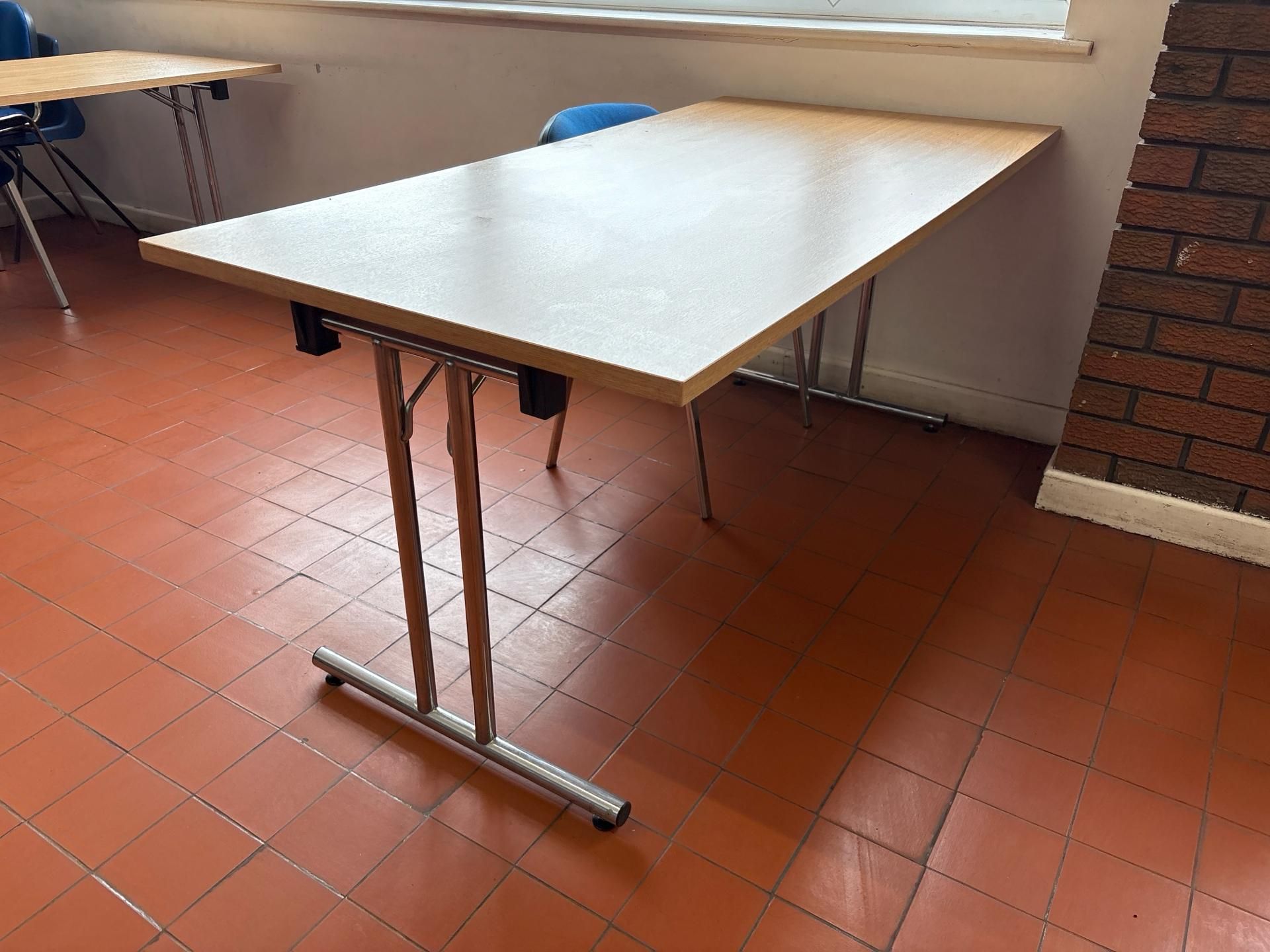Beech Effect Folding Tressel Table x4 - Image 3 of 4