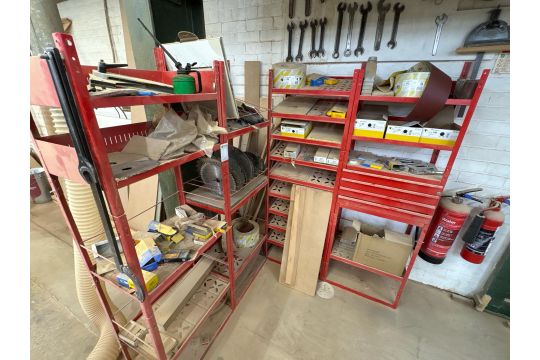 Red Metal Racking and Contents No Reserve Includes 4 x racks and all ...