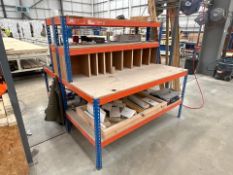 Back To Back Metal Work Bench With Two Tier Shelf, No Reserve