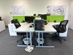 Bank of 4 Office Desks and Chairs