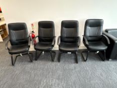 Black Faux Leather Chair With Metal Frame x4, No Reserve