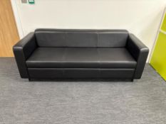 Black Faux Leather Three Seater Sofa, No Reserve