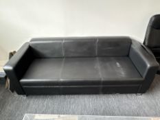 Black Faux Leather Three Seater Sofa