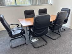 Meeting Table and 6 x Black Faux Leather Chairs, No Reserve