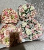4 pastel flower balls