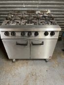 Falcon NAT Gas Six Burner Cooker on Castors, with Gas Hose
